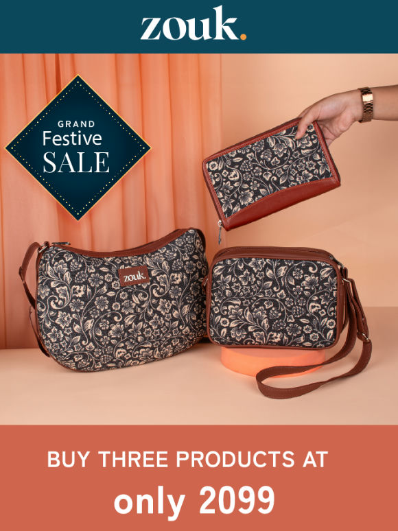 Unbelievable Deal! 2 Bags + 1 Wallet for ₹2099 🛍️ Shop Now at Zouk!