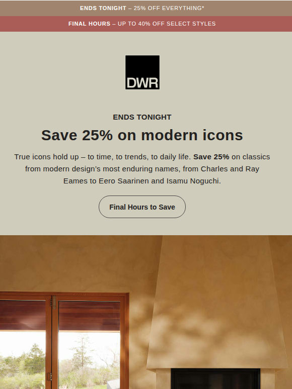 Last call: Save 25% on the Eames Lounge Chair