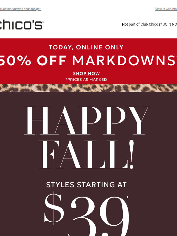 Cue the fall foliage: styles from $39