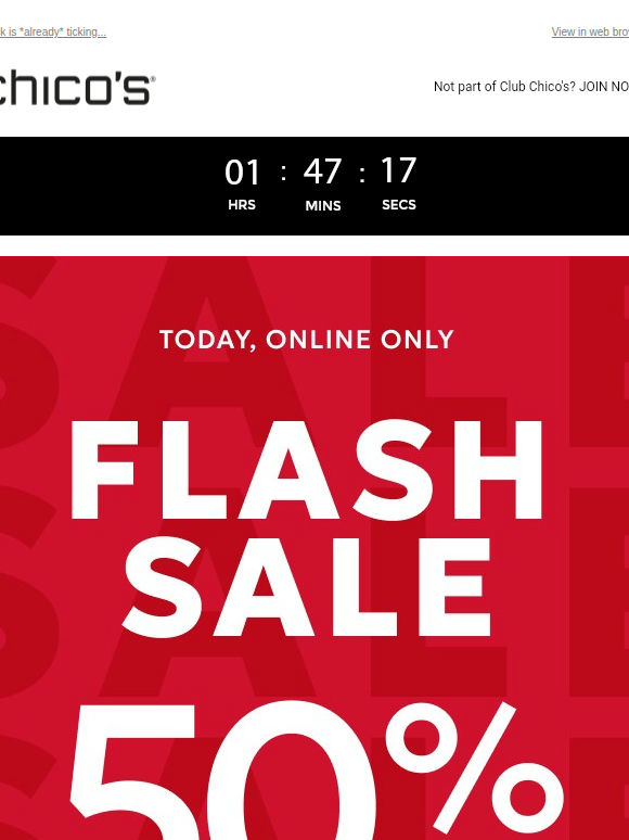 TODAY ONLY! 50% OFF MARKDOWNS