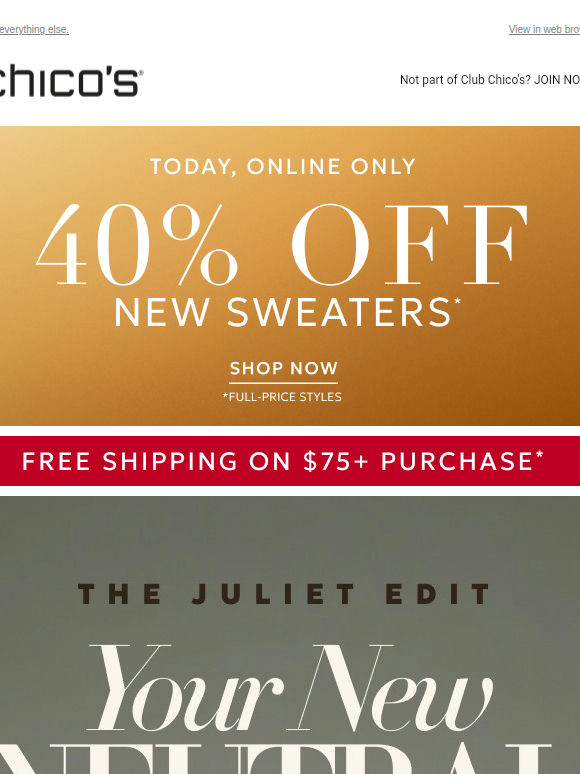 40% off sweaters ends tonight + Effortless Elegance, Fully Styled