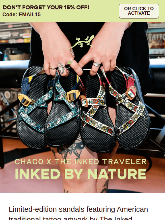 Chaco X Inked Traveler: these styles were inked by nature