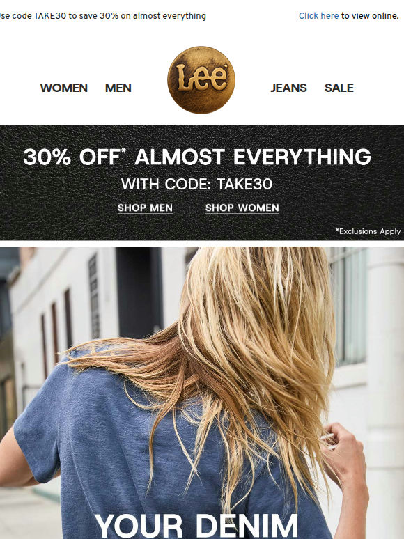 Denim your way + 30% off select styles
