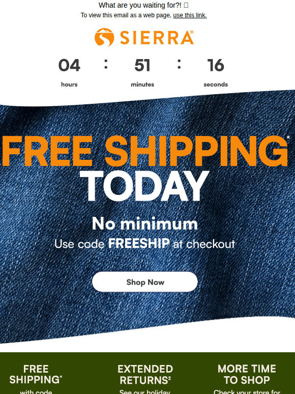 FREE SHIPPING* starts NOW