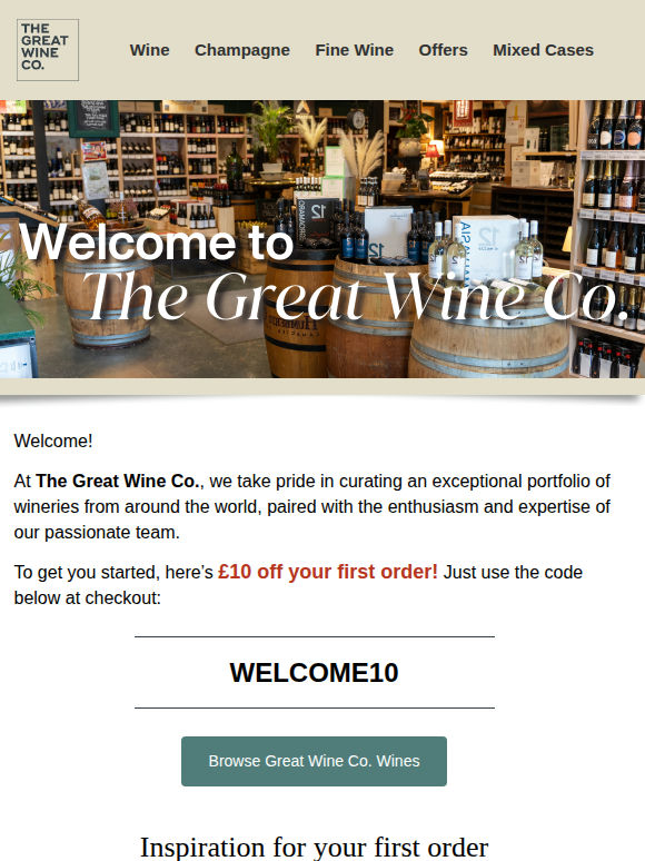Welcome! Enjoy £10 off your next order