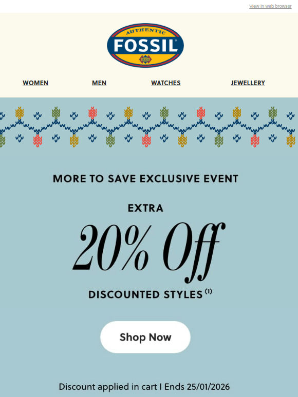 ✨ Ending Soon: Extra 20% Off Discounted Styles