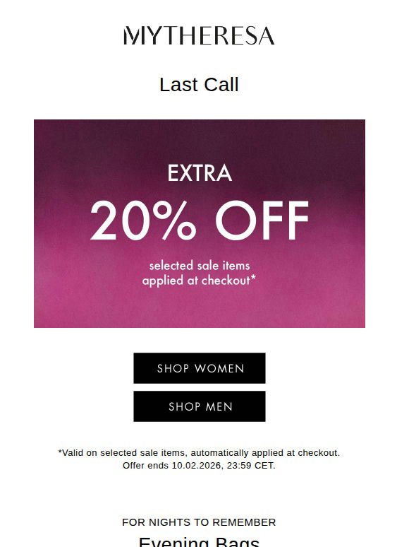 Last Call: Take an extra 20% off selected sale items