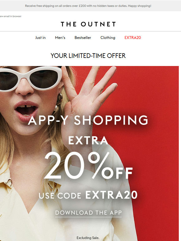 Extra 20% off almost everything when you shop on our app