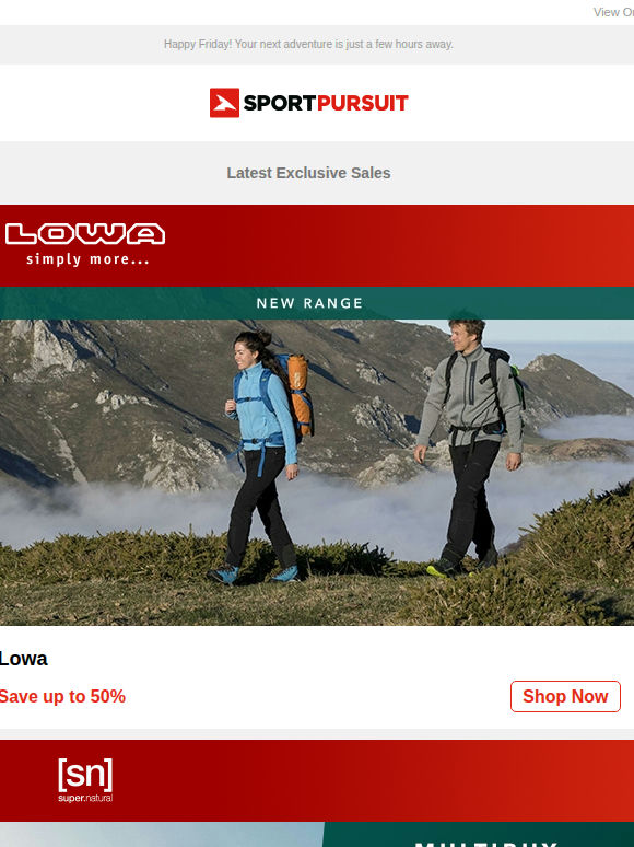 Up to 70% Off: Lowa - New Range | Super.Natural Merino | Untrakt Luggage | Timberland | Rapha - Price Drop