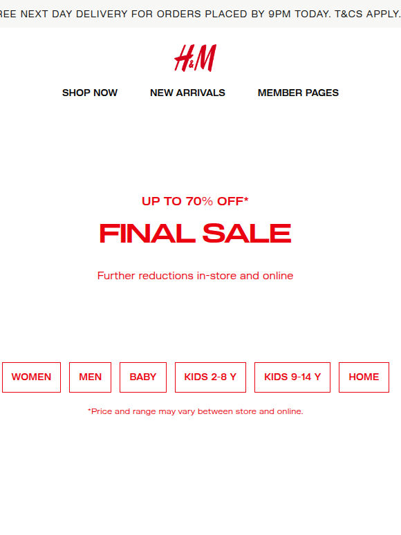 Enjoy free Next Day Delivery today