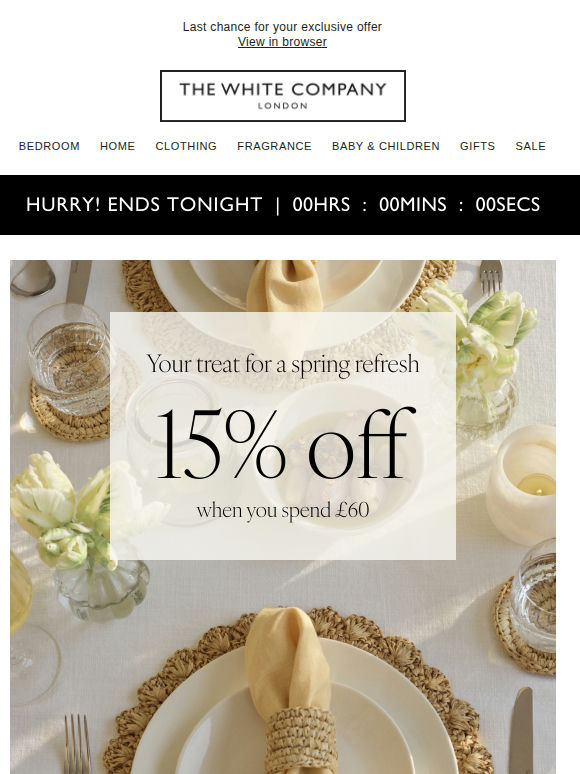 15% off ends tonight