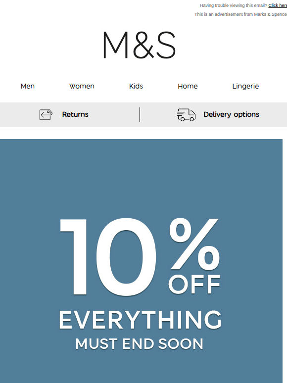 10% off everything – must end soon