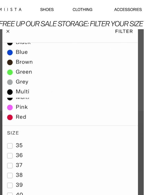 SALE System Notification: Shop by Size