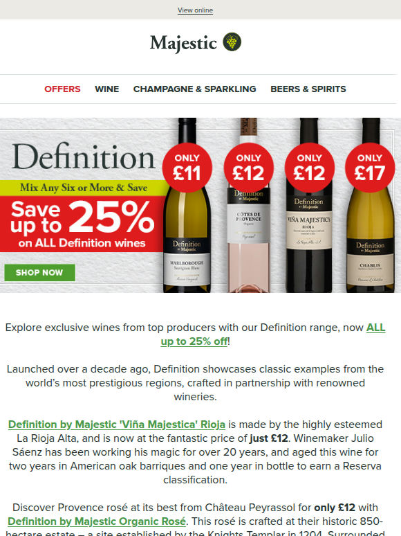ALL Definition wines up to 25% off