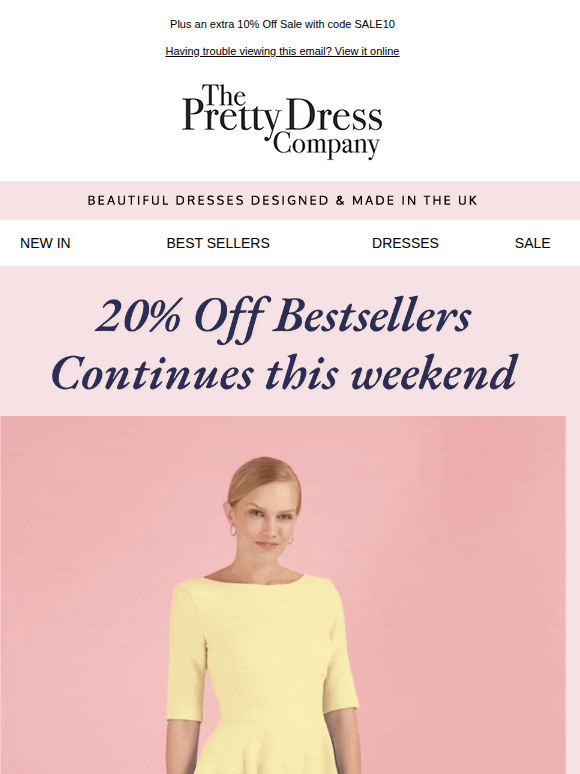 20% Off Bestsellers, continues this weekend with code BEST20
