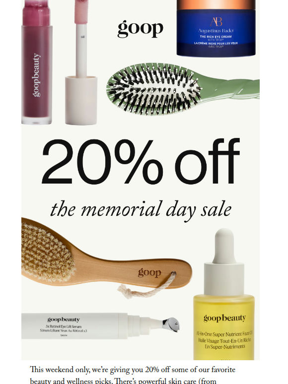 the memorial day sale: 20% off