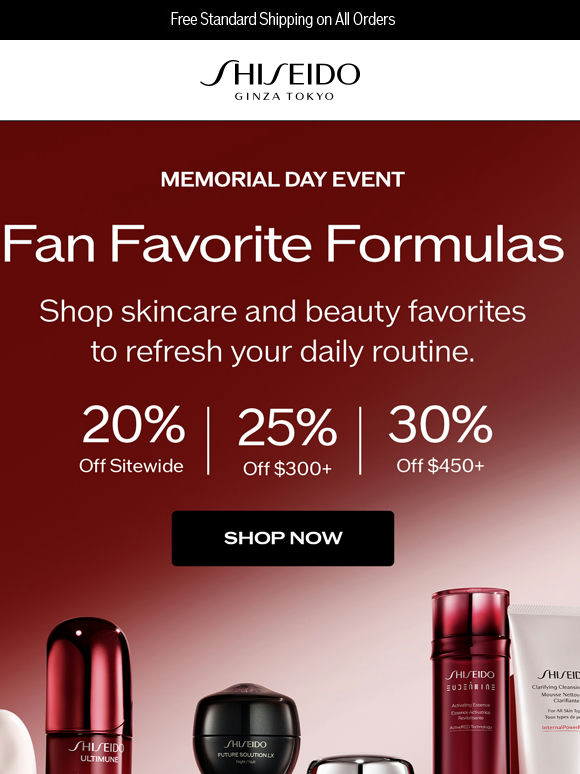 Up To 30% Off Shiseido Favorites