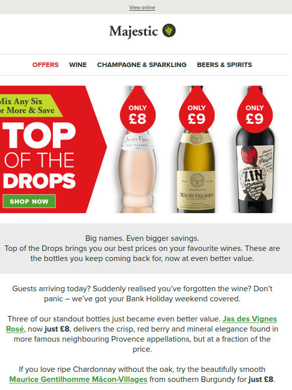 Save 33% on your Bank Holiday Top Drops