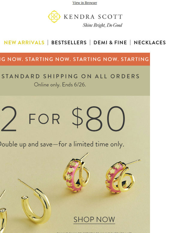 Starting Now: 2 for $80 + Free Shipping