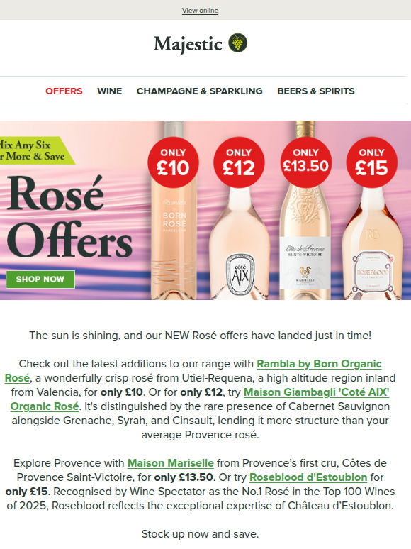 Rosé Offers from £10!