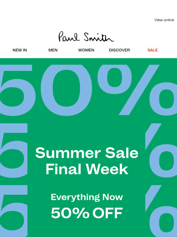 Final Week of Sale: 50% Off Everything