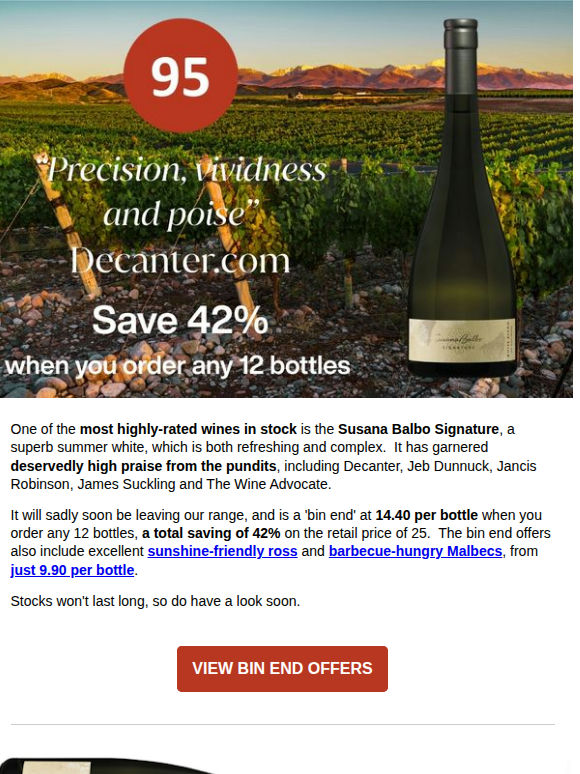Save 42% on 95/100 rated summer white