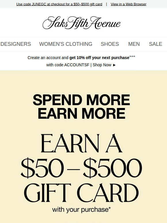 You could earn up to a $500 gift card with your purchase today