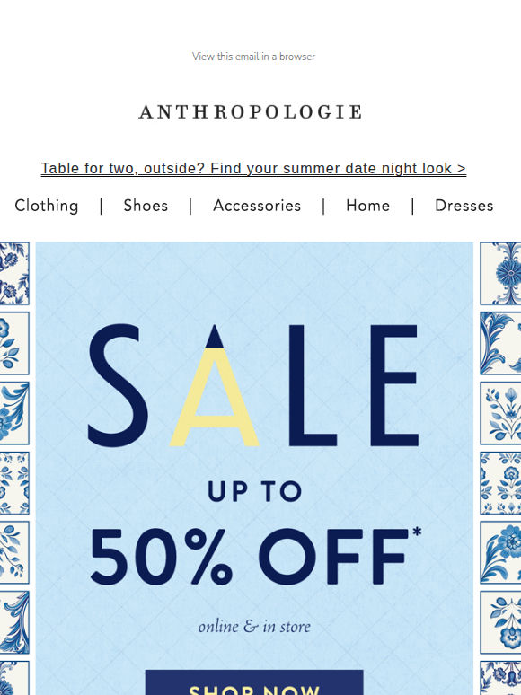 SALE'S HERE: Up to 50% Off