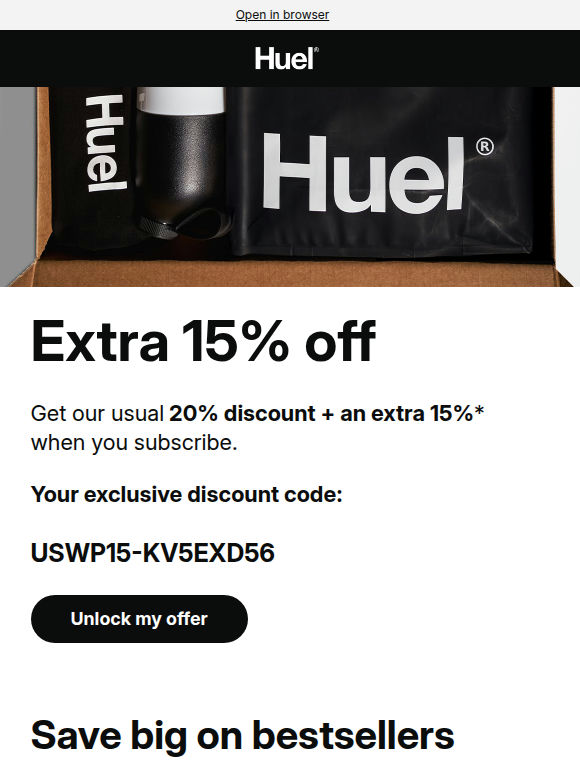 Just dropped: extra 15% off 💥
