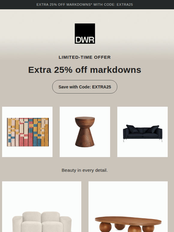 Starts now: Save an extra 25% on markdowns