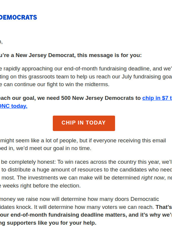 Looking for 500 New Jersey Democrats...