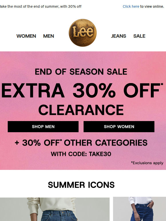 End of Season Sale: 30% off