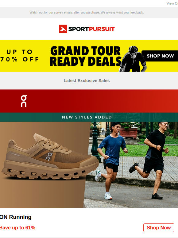 ON Running | Millet | Shorts & Sunshine | Black Crows Clothing | Veloforte Nutrition | Up to 75% Off!