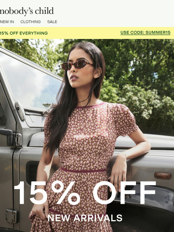 15% off new arrivals