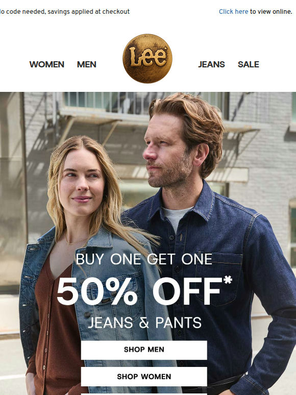 BOGO 50% off Jeans and Pants