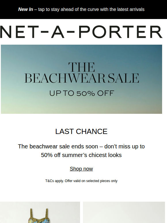 Last chance: up to 50% off beachwear