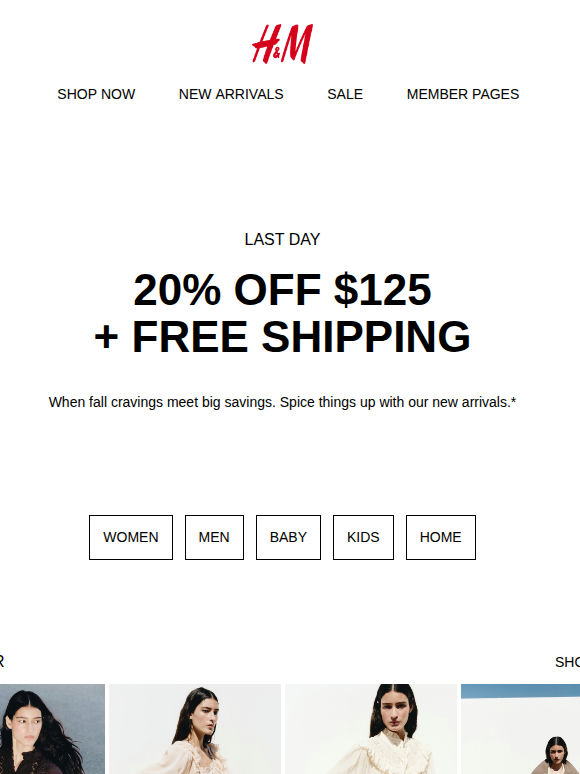 Last day: 20% off + free shipping
