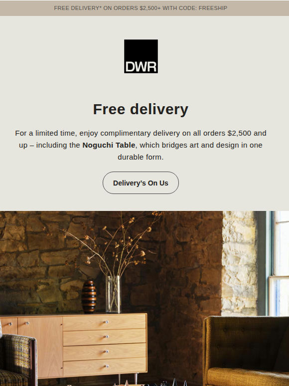 Limited time: Free delivery on orders $2,500+