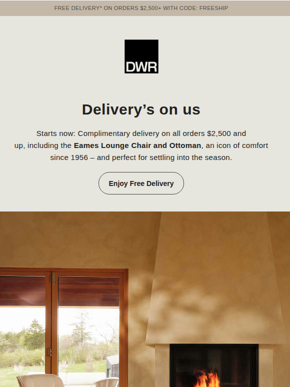Free delivery on orders $2,500+ for a limited time