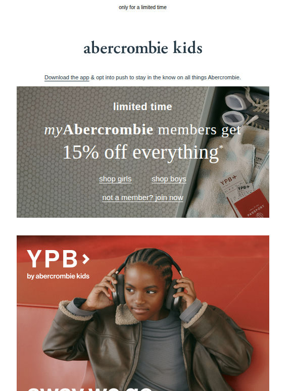 new active is part of 15% OFF everything* myA&F members