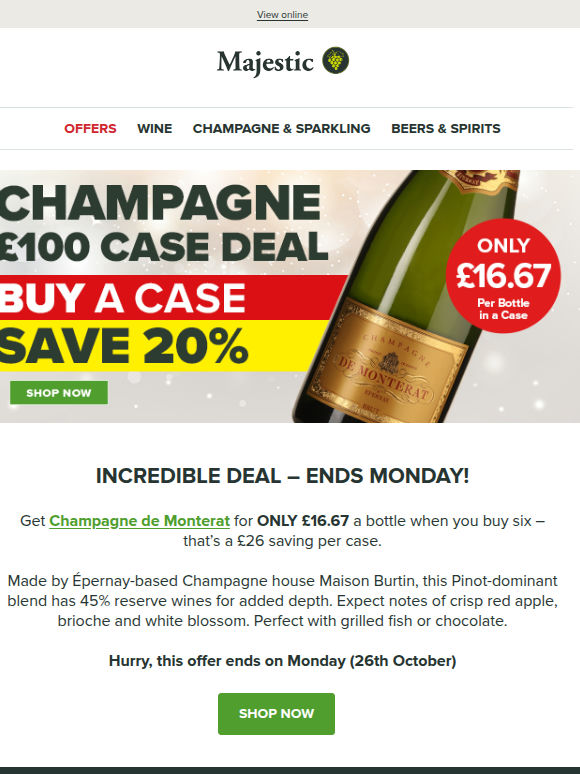 Buy 6 & SAVE: Champagne only £16.67 a bottle
