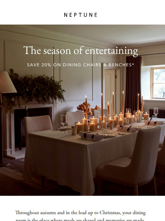 Save 20% on dining chairs and benches