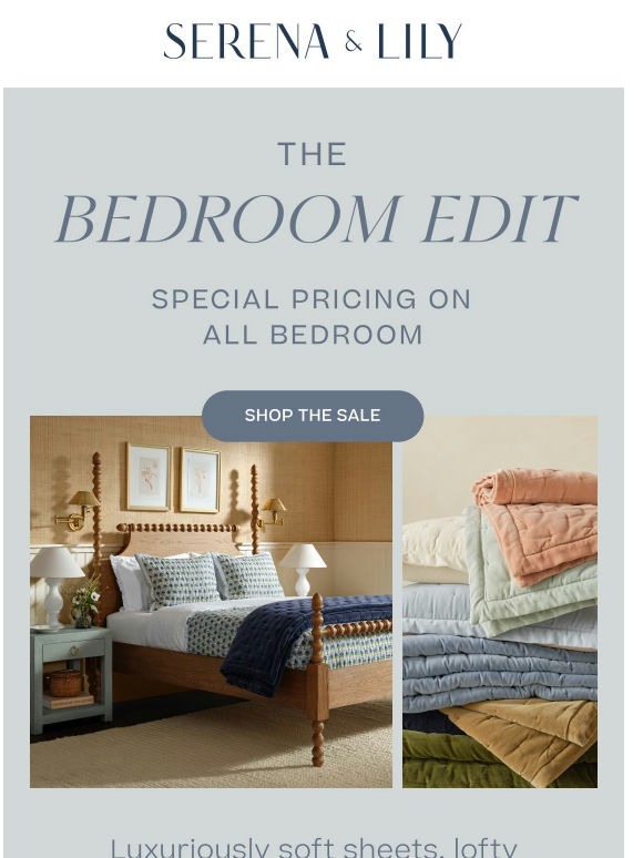 Special pricing on bedroom starts now.