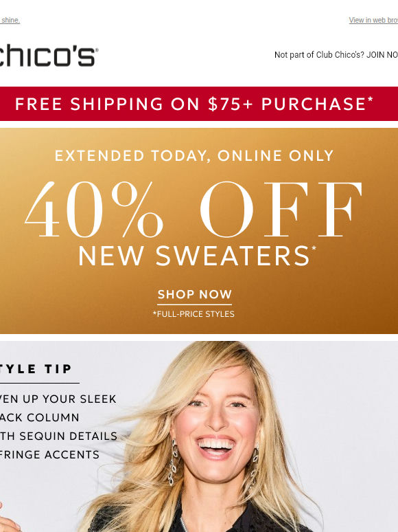 40% Off New Sweaters EXTENDED TODAY!