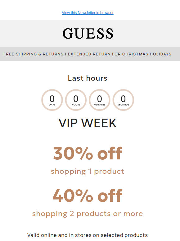 LAST HOURS | VIP WEEK 40% off 2 items