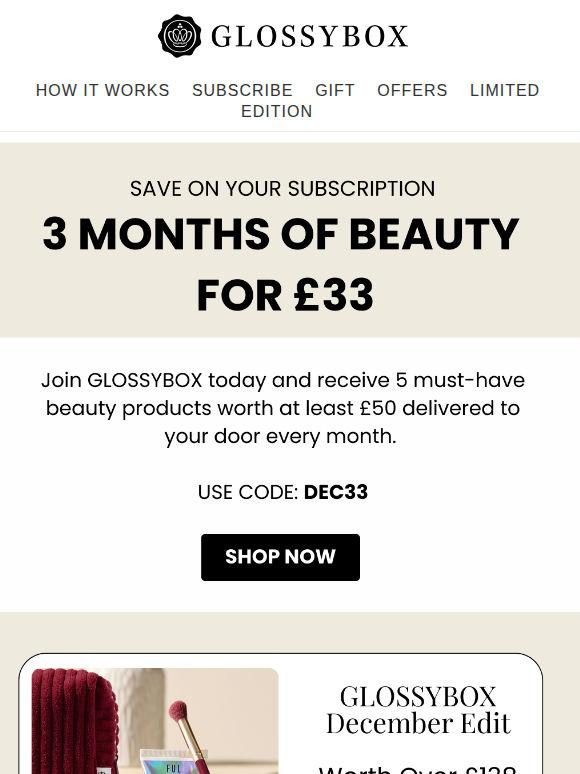 3 Months of GLOSSY for £33