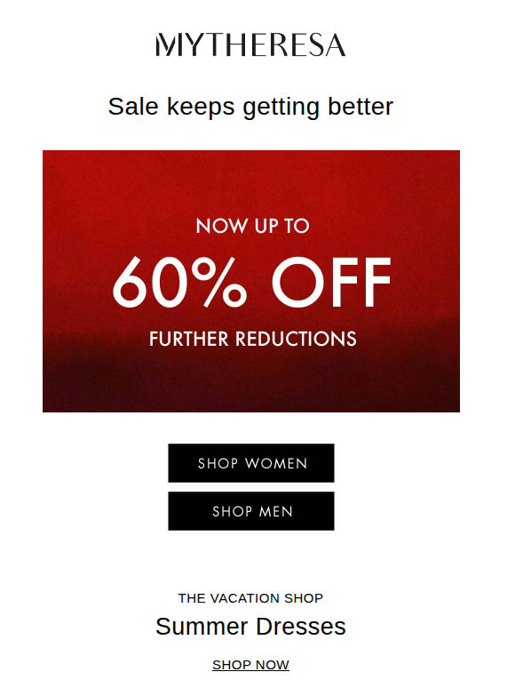 Sale now up to 60% off and further reductions