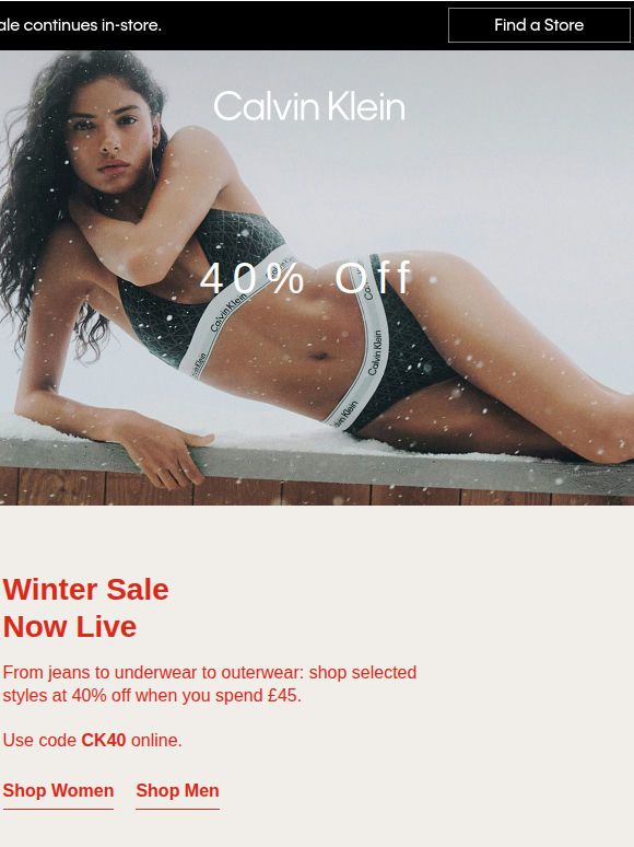 Winter Sale, Now 40% Off