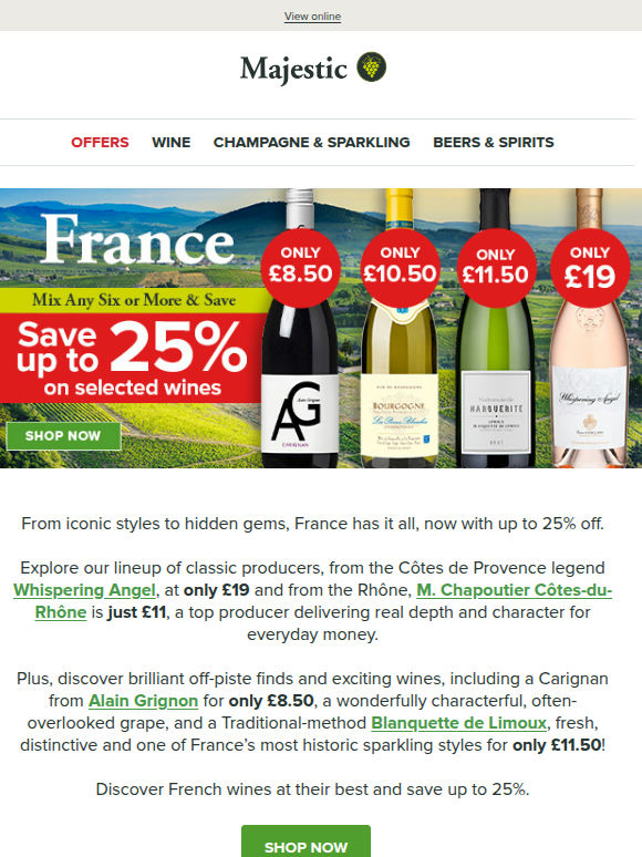 Save up to 25% on French wines