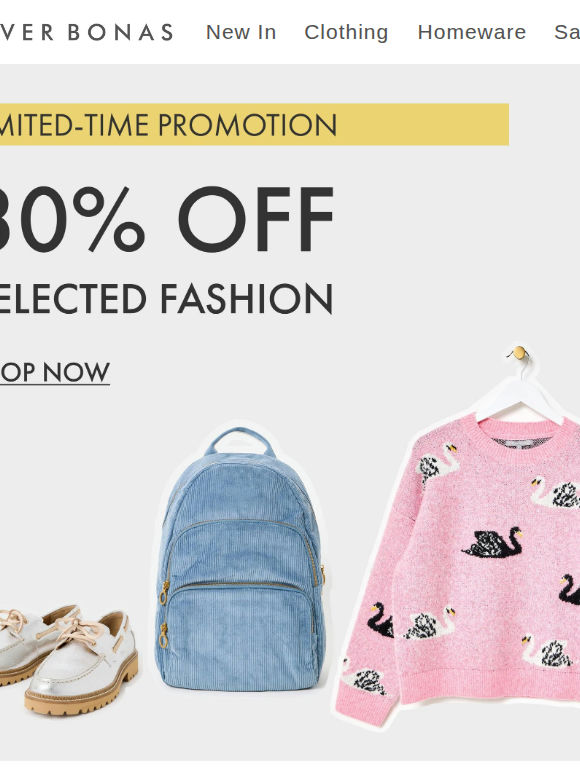 30% off selected fashion | Limited-time promotion